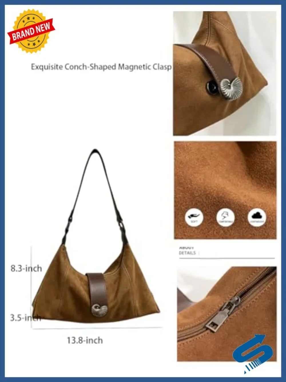 Suede Hobo Shoulder Bag Crossbody Slouchy Tote for Women